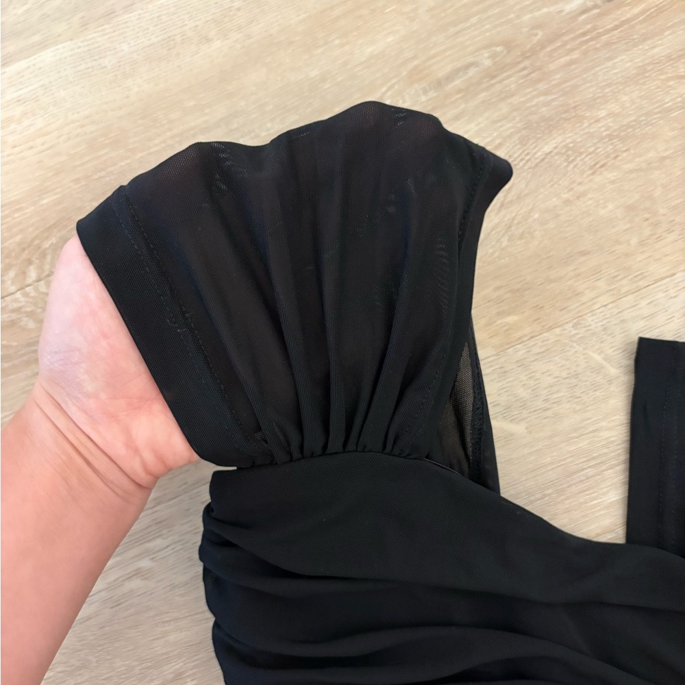 Commense Black Ruched Blouse - Picture 3 of 4